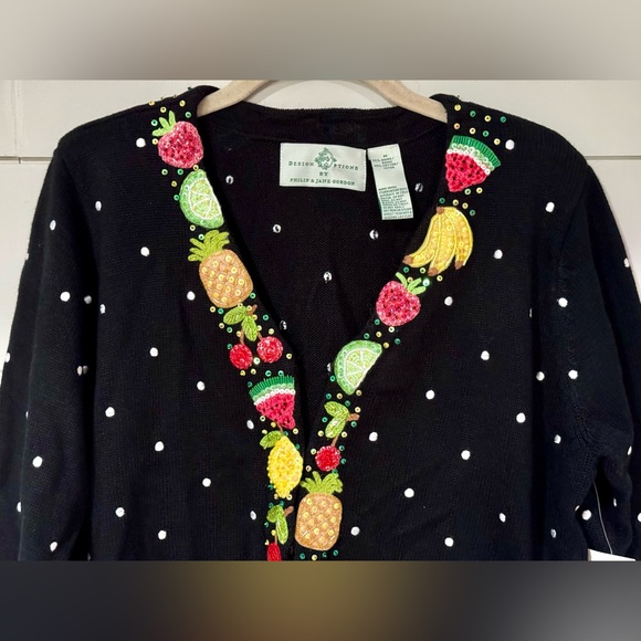 NEW Design Options by Philip and Jane Gordon Fruit Salad Cardigan Size M - Picture 3 of 10